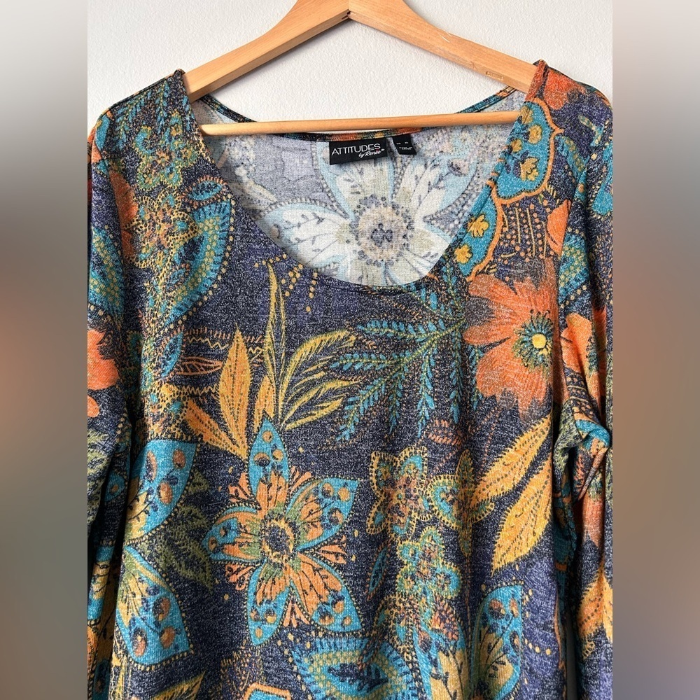 Attitudes by Renee Multicolor Floral Asymmetrical Blouse - Picture 3 of 6